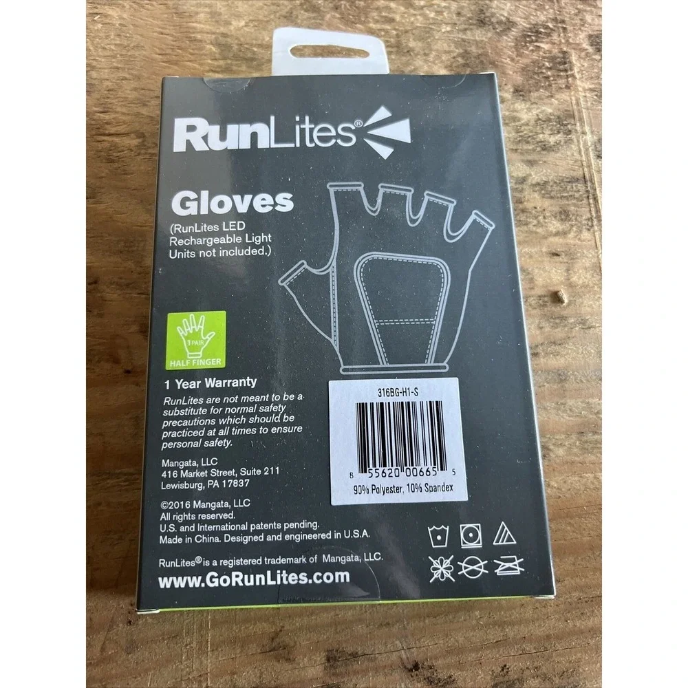 RunLites Zebra Print Fingerless Light Gloves Size S With battery
